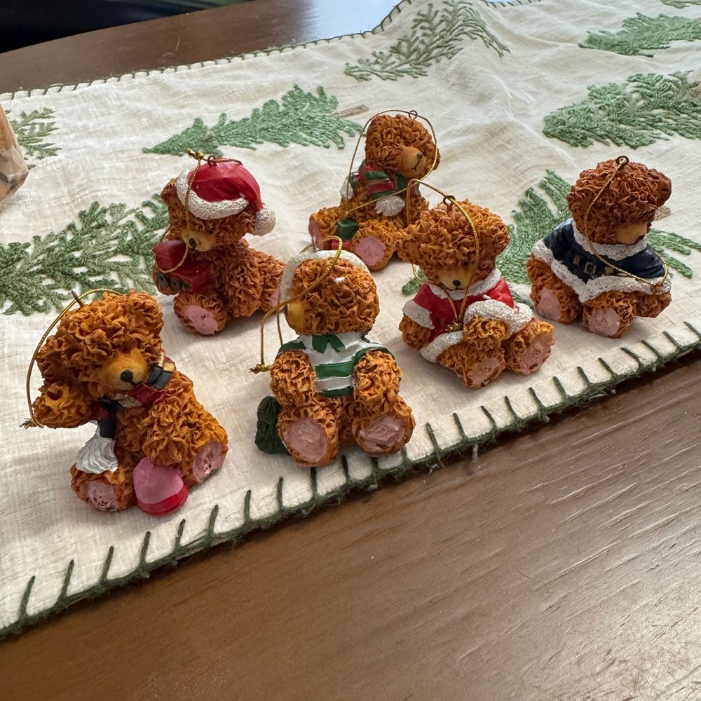 Set of Adorable vintage Teddy Bear Ornaments